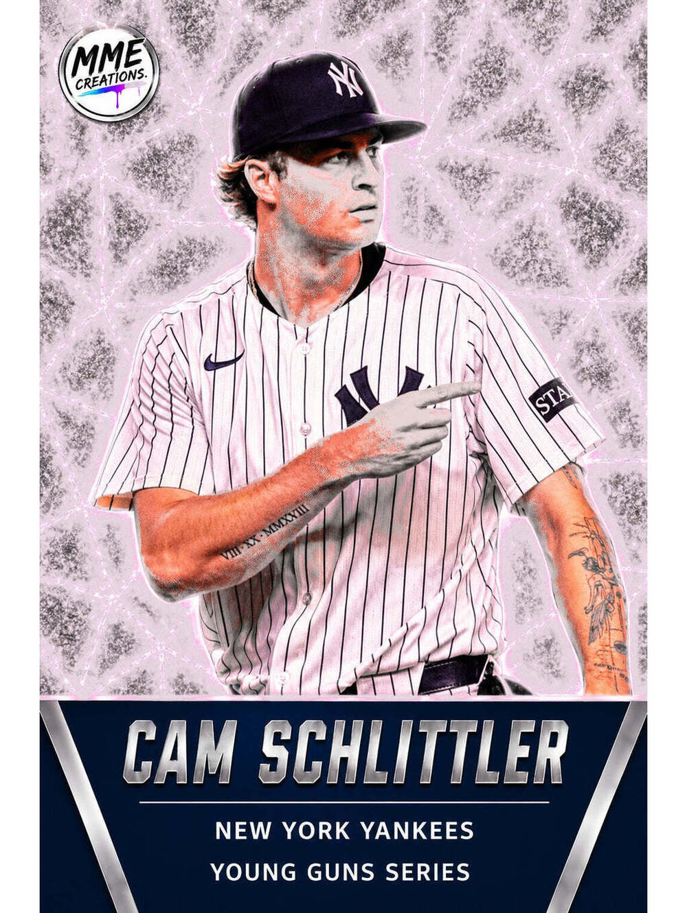 4310 Cam Schlittler Young Guns Laminated Custom Baseball Card Platinum Ice